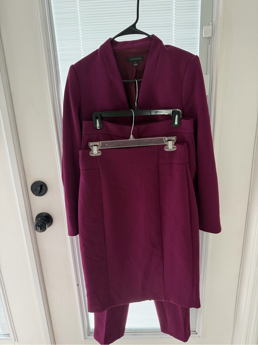 Ann Taylor Women's Plum Long Sleeve Blazer, Pants, and Skirt Set